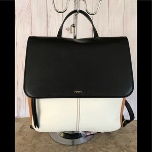 FOSSIL COLOR BLOCK LEATHER BACKPACK